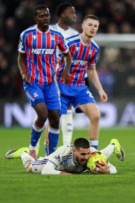 7th January 2026; Selhurst Park, Selhurst, London, England; Premier League Football, Crystal Palace versus Aston Villa; Emi Buendia of Aston Villa goes down  HenningxvonxJagow