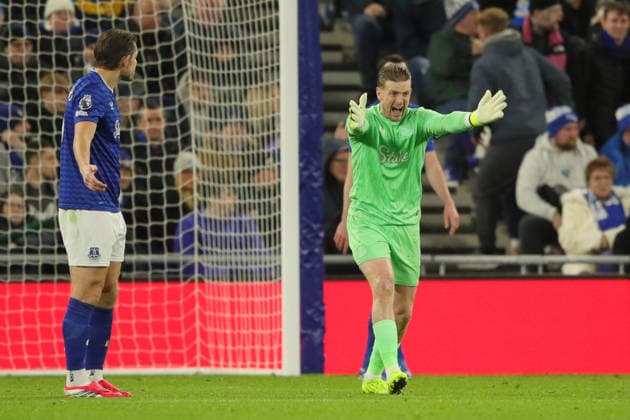 Everton v Wolverhampton Wanderers, Premier League Jordan Pickford of Everton remonstrates with James Tarkowski of Everton about Wolverhampton Wanderers goal during the Premier League match between Everton and Wolverhampton Wanderers at Hill Dickinson Stadium, Liverpool, UK on 7 January 2026. Liverpool Hill Dickinson Stadium Merseyside UK Editorial use only DataCo restrictions apply See www.football-dataco.com , Copyright: xAlunxRobertsx PSI-23540-0063