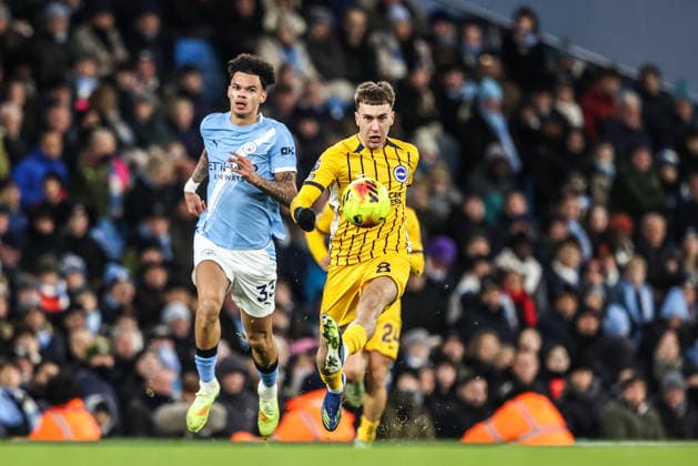 Premier League Manchester City v Brighton and Hove Albion Brajan Gruda of Brighton & Hove Albion in action during the Premier League match Manchester City vs Brighton and Hove Albion at Etihad Stadium, Manchester, United Kingdom, 7th January 2026 (Photo by Alfie Cosgrove News Images) Manchester Etihad Stadium Manchester United, ManU Kingdom Copyright: xAlfiexCosgrove NewsxImagesx