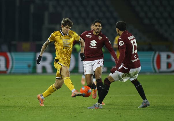 Alessandro Zanoli of Udinese Calcio during the Italian Serie A, 2025 26 season, football match between Torino FC and Udinese Calcio, on 07 January 2026 at Stadio Olimpico â?? Grande Torino , Turin Italy. Photo Nderim KACELI  Copyright: xNderimxKaceli IPAxSportx xipa-agency.netx xx IPA_69799411 IPA_Agency_IPA69799411