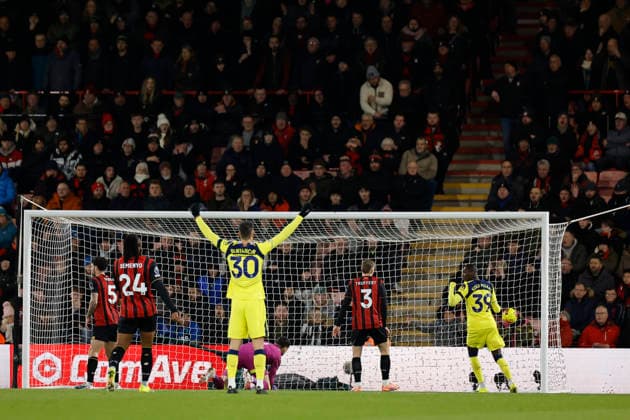 7th January 2026, Bournemouth, Dorset, England; Premier League Football, AFC Bournemouth versus Tottenham Hotspur; Mathys Tel of Tottenham celebartes his goal for 1-0 in the 5th minute  HongboxChen