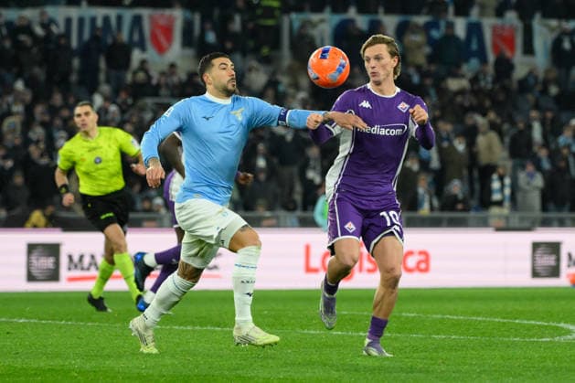 CALCIO - Serie A - SS Lazio vs ACF Fiorentina Lazioâ??s Mattia Zaccagni and Fiorentinaâ??s Albert Gudmundsson during the Italian Football Championship League A 2025 2026 match between SS Lazio vs ACF Fiorentina at the Olimpic Stadium in Rome on 07 January 2026. Rome Italy  Copyright: xIPAxSport ABACAx