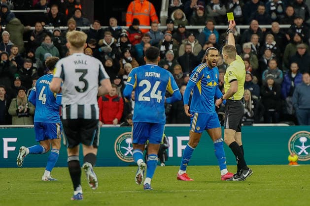 Newcastle United v Leeds United, Premier League Dominic Calvert-Lewin of Leeds United is shown a yellow card during the Premier League match between Newcastle United and Leeds United at St. James s Park, Newcastle, UK on 7 January 2026. Newcastle St. James s Park Tyne and Wear UK Editorial use only DataCo restrictions apply See www.football-dataco.com , Copyright: xCraigxCowanx PSI-23535-0142