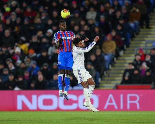 London, England, January 07 2026: Marc Guehi (6 Crystal Palace) wins a header against Ollie Watkins (11 Aston Villa) during the Premier League game between Crystal Palace and Aston Villa at Selhurst Park in London, England. (Photo by Jay Patel Sports Press Photo SPP) Copyright: xJayxPatel SportsxPressxPhoto SPPx Sportspressphoto_SPR79597