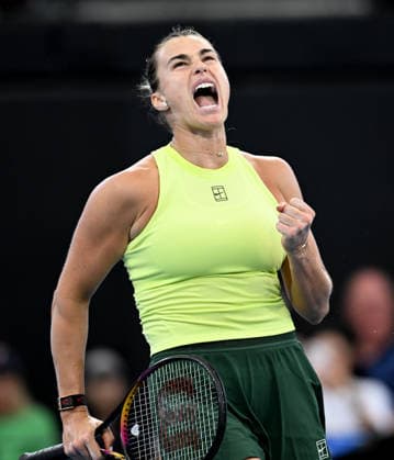 Sport Bilder des Tages TENNIS BRISBANE INTERNATIONAL, Aryna Sabalenka of Belarus celebrates against Sorana Cirstea of Romania during day five of the Brisbane International tennis tournament at Pat Rafter Arena in Brisbane, Thursday, January 8, 2026. ( NO ARCHIVING, EDITORIAL USE ONLY BRISBANE QUEENSLAND AUSTRALIA  Copyright: xDARRENxENGLANDx 20260108126599167190