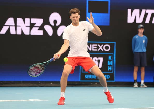 January 8, 2026, Sydney, New South Wales, Australia: HUBERT HURKACZ of Poland during the match against T. Griekspoor of Netherlands in the single competition group F during the United Cup at Ken Rosewall Arena, Sydney, Australia. Sydney Australia - ZUMAc278 20260108_zsp_c278_002 Copyright: xMarcinxCholewinskix