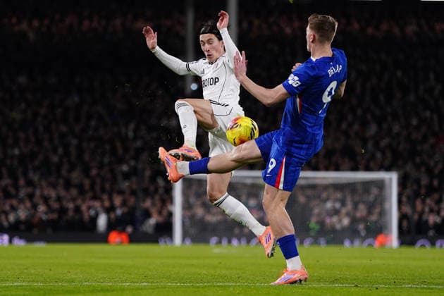 Premier League Fulham v Chelsea Harry Wilson of Fulham and Liam Delap of Chelsea during the Premier League match Fulham vs Chelsea at Craven Cottage, London, United Kingdom, 7th January 2026 (Photo by Harvey Murphy News Images) Copyright: xHarveyxMurphy NewsxImagesx