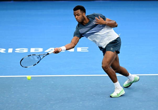 TENNIS BRISBANE INTERNATIONAL, Giovanni Mpetshi Perricard of France in action against Rinky Hijikata of Australia during day five of the Brisbane International tennis tournament at Pat Rafter Arena in Brisbane, Thursday, January 8, 2026. ( NO ARCHIVING, EDITORIAL USE ONLY BRISBANE QUEENSLAND AUSTRALIA  Copyright: xDARRENxENGLANDx 20260108182710588744