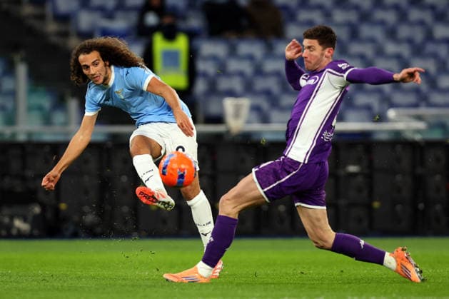 CALCIO - Serie A - SS Lazio vs ACF Fiorentina Rome, Italy - January 7, 2025: Matteo Guendouzi of S.S. Lazio , Robin Gosens of Fiorentina seen in action during the Serie A Enilive 2025-2026 football match between S.S. Lazio vs ACF Fiorentina at Olympic Stadium. Rome Italy  Copyright: xIPAxSport ABACAx