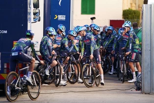 Soudal Quick-Step riders pictured ahead of a training ride of the Soudal Quick-Step cycling team in Calpe, Spain, Thursday 08 January 2026. JOMAxGARCIA  x154474966x