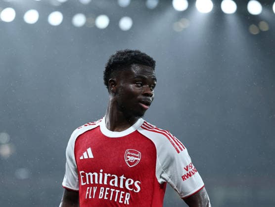 London, England, 8th January 2026. Bukayo Saka of Arsenal during the Arsenal vs Liverpool Premier League match at the Emirates Stadium, London. Picture credit should read: David Klein Sportimage EDITORIAL USE ONLY. No use with unauthorised audio, video, data, fixture lists, club league logos or live services. Online in-match use limited to 120 images, no video emulation. No use in betting, games or single club league player publications. SPI_010_DK_Arsenal_Liverpool SPI-4439-0010
