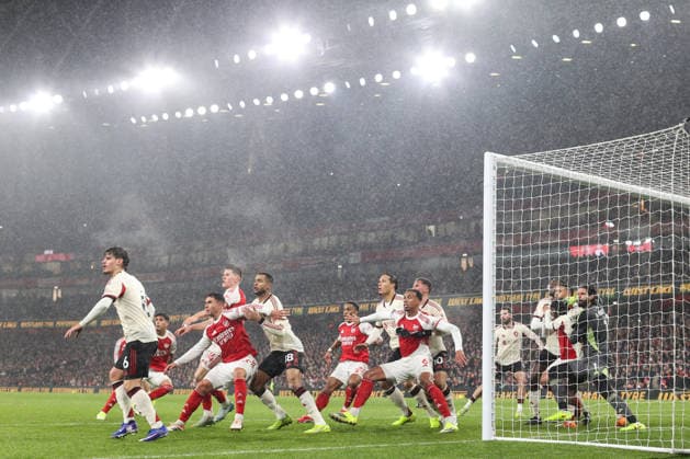 Arsenal v Liverpool 08 January 2026, London - Premier League Football - Arsenal v Liverpool - A general view of play as the ball is played in the box - Photo: Charlotte Wilson Offside. London UK Copyright: xCharlottexWilsonx xOffsidexOffside
