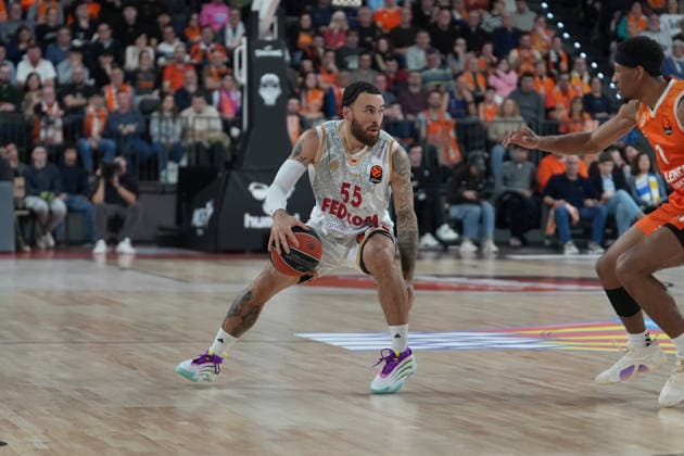 RECORD DATE NOT STATED January 8, 2026, Roig Arena, Valencia, Spain - 55 Mike James of AS Monaco in action in the Euroleague Round 21 game between Valencia BC and AS Monaco Copyright: xx