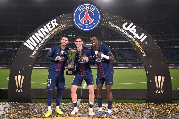 Paris Saint-Germain v Olympique de Marseille - Trophee des Champions 2026 21 Lucas HERNANDEZ (psg) - 08 Fabian RUIZ PENA (psg) - 51 Willian PACHO (psg) during the Trophee des Champions 2026 match between Paris and Marseille on January 8, 2026 at Jaber Al-Ahmad International Stadium in Kuwait City, Kuwait. Kuwait City KoweÃ¯t  Copyright: xFEPx 776439955