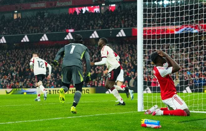 Bukayo Saka of Arsenal reacts Arsenal v Liverpool, Premier League, Football, Emirates Stadium, London, UK - 08 Jan 2026London Emirates Stadium United Kingdom EDITORIAL USE ONLY No use with unauthorised audio, video, data, fixture lists, club league logos or live services. Online in-match use limited to 120 images, no video emulation. No use in betting, games or single club league player publications. Copyright: xJavierxGarcia Shutterstockx 16232941n