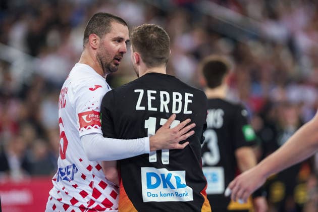 ZAGREB, CROATIA - JANUARY 8, 2026: Friendly match between Croatia and Germany, preparation for EURO 2026. SOSTARIC Mario (6) and ZERBE Lukas (17) 
