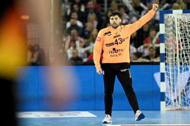 Croatia, Zagreb, 080126. Arena Zagreb. Friendly handball match in preparation for the European Championship, EM, Europameisterschaft Croatia - Germany. In the photo: Dino Slavic. Photo: Ronald Gorsic CROPIX Copyright: xxRonaldxGorsicx hrvatska_njemacka45-080126