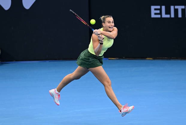 TENNIS BRISBANE INTERNATIONAL, Aryna Sabalenka of Belarus in action against Madison Keys of the USA during the quarter-finals of the Brisbane International tennis tournament at Pat Rafter Arena in Brisbane, Friday, January 9, 2026. ( NO ARCHIVING, EDITORIAL USE ONLY BRISBANE QUEENSLAND AUSTRALIA  Copyright: xDARRENxENGLANDx 20260109119194637810