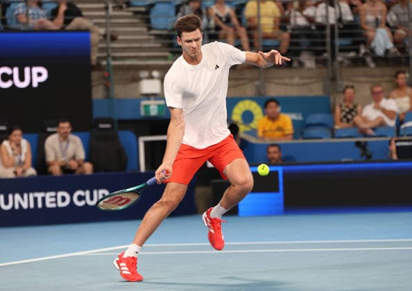 January 9, 2026, Sydney, New South Wales, Australia: HUBERT HURKACZ of Poland during the match against.A. de Minaur of Australia in the quarterfinal United Cup at Ken Rosewall Arena, Sydney, Australia. Sydney Australia - ZUMAc278 20260109_zsp_c278_035 Copyright: xMarcinxCholewinskix