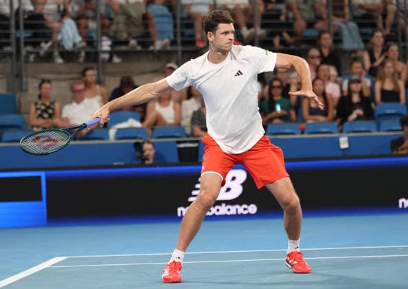 January 9, 2026, Sydney, New South Wales, Australia: HUBERT HURKACZ of Poland during the match against.A. de Minaur of Australia in the quarterfinal United Cup at Ken Rosewall Arena, Sydney, Australia. Sydney Australia - ZUMAc278 20260109_zsp_c278_038 Copyright: xMarcinxCholewinskix