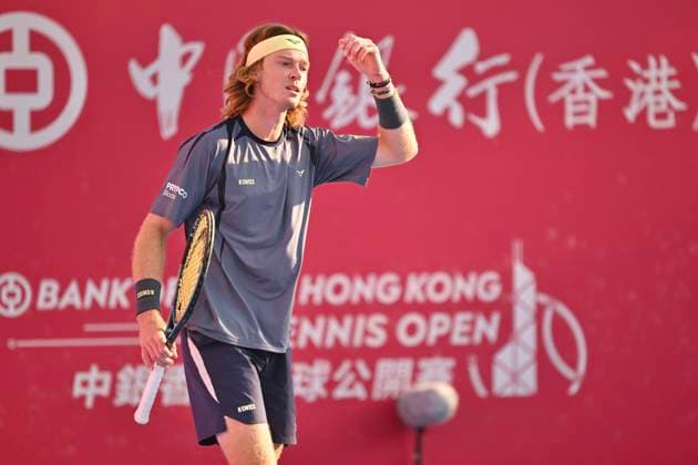 Hong Kong Tennis Open(ATP250) - Day 6 Andrey Rublev, a Russian tennis player, during a match at the Hong Kong Tennis Open(ATP250) on January 9, 2026 in Hong Kong. (Photo by Kobe Li Nexpher Images) Hong Kong