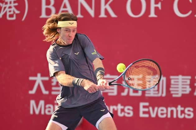 Hong Kong Tennis Open(ATP250) - Day 6 Andrey Rublev, a Russian tennis player, during a match at the Hong Kong Tennis Open(ATP250) on January 9, 2026 in Hong Kong. (Photo by Kobe Li Nexpher Images) Hong Kong