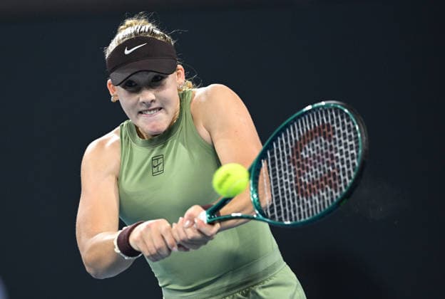 TENNIS BRISBANE INTERNATIONAL, Mirra Andreeva of Russia in action against Marta Kostyuk of Ukraine during the quarter-finals of the Brisbane International tennis tournament at Pat Rafter Arena in Brisbane, Friday, January 9, 2026. ( NO ARCHIVING, EDITORIAL USE ONLY BRISBANE QUEENSLAND AUSTRALIA  Copyright: xDARRENxENGLANDx 20260109115950453585