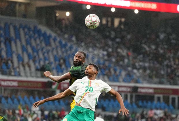 Mouhamadou Habibou Diallo (Senegal) and Abdoulaye Diaby (Mali) battle for the ball during the Africa Cup Of Nations match between Senegal and Mali at Tangier Stadium on January 9, 2026 in Tangier, Morocco. (Photo by Thor Wegner DeFodi Images) - *** Mouhamadou Habibou Diallo Senegal and Abdoulaye Diaby Mali battle for the ball during the Africa Cup Of Nations match between Senegal and Mali at Tangier Stadium on January 9, 2026 in Tangier, Morocco Photo by Thor Wegner DeFodi Images