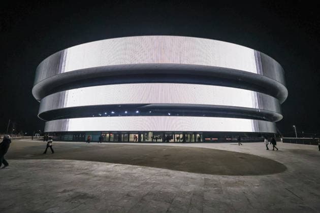 Milan, The inauguration of the new Milano Santa Giulia Ice hockey, Eishockey Arena on the occasion of the Test Event for the XXV Winter Olympic Games, Olympische Spiele, Olympia, OS Milan Cortina 2026. In the photo: An external view of the Arena Santa Giulia during the first day of opening  Copyright: xAlessandroxBremecx xipa-agency.netx xx IPA_Agency_IPA69856496