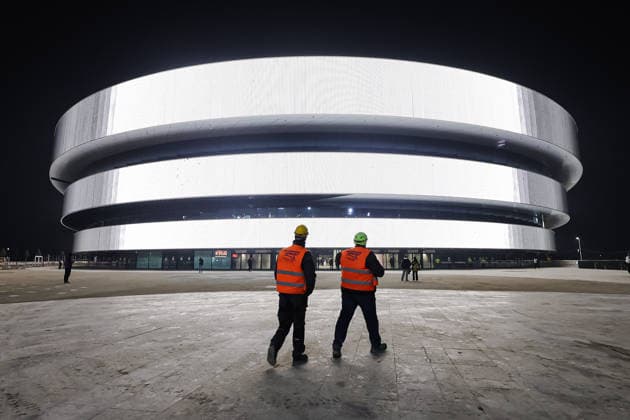 The Inauguration Of The Milano Santagiulia Ice hockey, Eishockey Arena During The Cortina 2026 Winter Olympic Games, Olympische Spiele, Olympia, OS Test Event In Milan An external view of the arena during the inauguration of the Milano Santa Giulia Ice Hockey Arena in Milan, Italy, on January 9, 2026, during the Cortina 2026 Winter Olympic Games Test Event Milan Italy  Copyright: xAlessandroxBremecx originalFilename:bremec-theinaug260109_np5k9.jpg