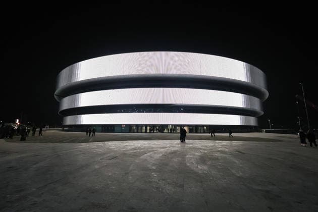 The Inauguration Of The Milano Santagiulia Ice hockey, Eishockey Arena During The Cortina 2026 Winter Olympic Games, Olympische Spiele, Olympia, OS Test Event In Milan An external view of the arena during the inauguration of the Milano Santa Giulia Ice Hockey Arena in Milan, Italy, on January 9, 2026, during the Cortina 2026 Winter Olympic Games Test Event Milan Italy  Copyright: xAlessandroxBremecx originalFilename:bremec-theinaug260109_npz4G.jpg