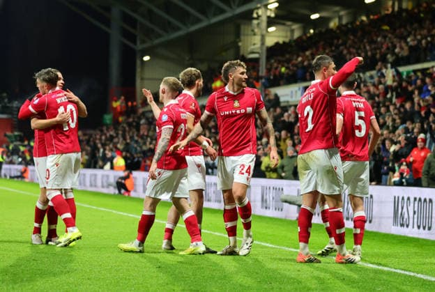 9th January 2026; Racecourse Ground, Wrexham, Wales; FA Cup Football, Wrexham versus Nottingham Forest; Dominic Hyam of Wrexham AFC after scoring to make it 3-1 in the 74th minute  RogerxEvans