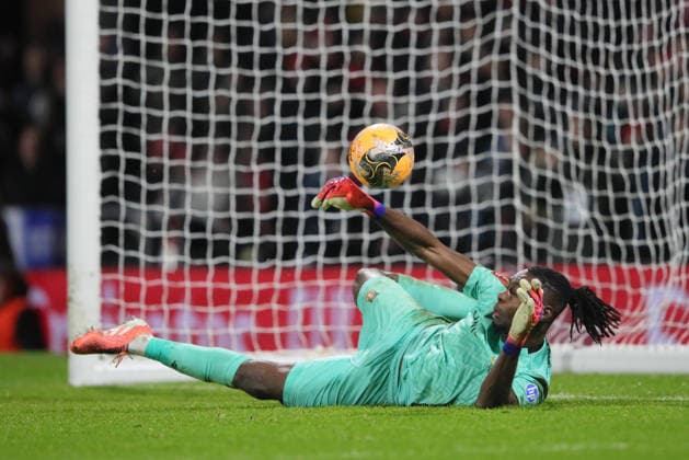 Wrexham FC v Nottingham Forest, FA Cup, 3rd Round Arthur Okonkwo of Wrexham saves the fifth Nottingham Forest penalty to take Wrexham through during the FA Cup match between Wrexham FC and Nottingham Forest at the Racecourse Ground, Wrexham, UK on 9 January 2026. Wrexham Racecourse Ground Wales UK Editorial use only DataCo restrictions apply See www.football-dataco.com , Copyright: xAlunxRobertsx PSI-23552-0052