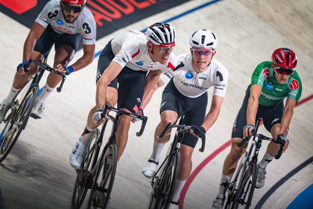 MALMBERG Matias, POLITT Nils: Sixdays Bremen 2026 Team 1 - HERMES SYSTEME - MALMBERG Matias ( DEN ) - Black - POLITT Nils ( GER ) - Red Querformat - quer - horizontal - Landscape - Event Veranstaltung: Sixdays Bremen 2026 - Category Kategorie: Cycling - Track cycling, Rad, Radsport, Bahnrad, Bahn Sixdays - Elite Men - Location Ort: Europe Germany - Bremen - ÖVB Arena - Discipline: Madison - Distance: 45 min - Date Datum: 09.01.2026 Friday Day 1 -