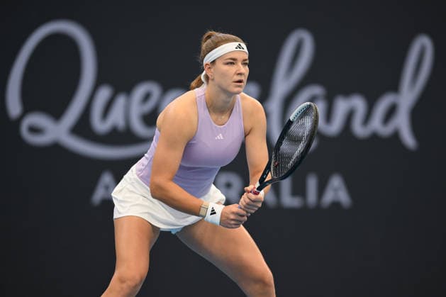TENNIS BRISBANE INTERNATIONAL, Karolina Muchova of Czechia in action against Aryna Sabalenka of Belarus during the semi-finals of the Brisbane International tennis tournament at Pat Rafter Arena in Brisbane, Saturday, January 10, 2026. ( NO ARCHIVING, EDITORIAL USE ONLY BRISBANE QUEENSLAND AUSTRALIA  Copyright: xZAINxMOHAMMEDx 20260110156088587712