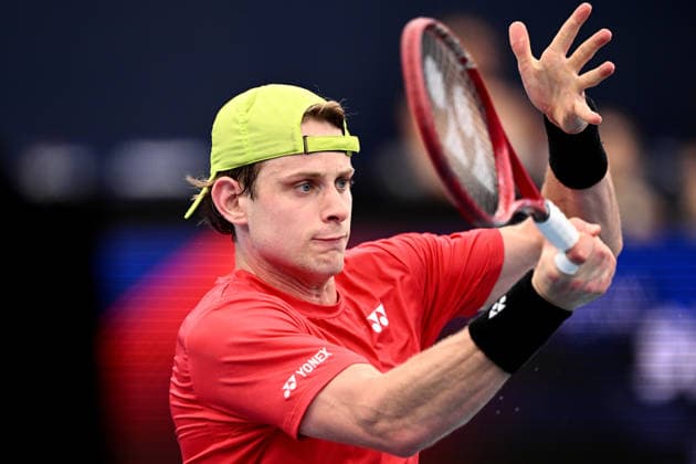 TENNIS UNITED CUP SYDNEY, Zizou Bergs of Belgium plays a return shot against Stan Wawrinka of Switzerland during the semi final between Switzerland and Belgium in the 2026 United Cup at Ken Rosewall Arena in Sydney, Saturday, January 10, 2026. ( NO ARCHIVING, EDITORIAL USE ONLY SYDNEY NEW SOUTH WALES AUSTRALIA  Copyright: xDANxHIMBRECHTSx 20260110182886862495