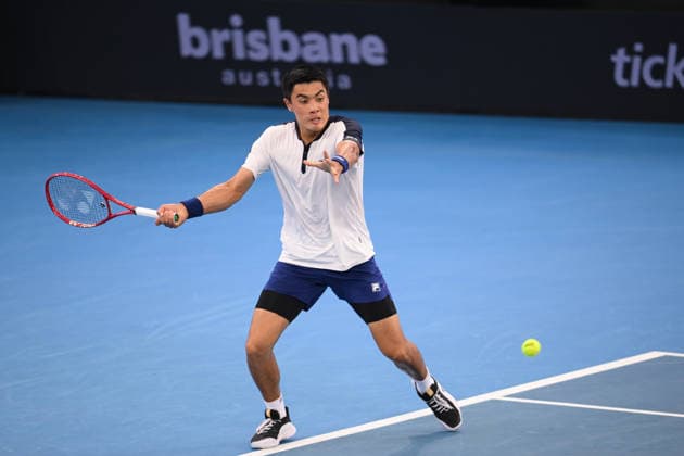 TENNIS BRISBANE INTERNATIONAL, Brandon Nakashima of USA in action against Aleksandar Kovacevic of USA during the semi-finals of the Brisbane International tennis tournament at Pat Rafter Arena in Brisbane, Saturday, January 10, 2026. ( NO ARCHIVING, EDITORIAL USE ONLY BRISBANE QUEENSLAND AUSTRALIA  Copyright: xZAINxMOHAMMEDx 20260110197941592363