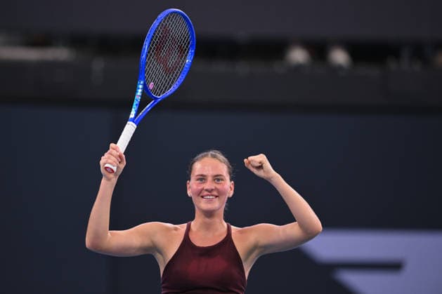 TENNIS BRISBANE INTERNATIONAL, Marta Kostyuk of Ukraine celebrates her win against Jessica Pegula of USA during the semi-finals of the Brisbane International tennis tournament at Pat Rafter Arena in Brisbane, Saturday, January 10, 2026. ( NO ARCHIVING, EDITORIAL USE ONLY BRISBANE QUEENSLAND AUSTRALIA  Copyright: xZAINxMOHAMMEDx 20260110172111933608