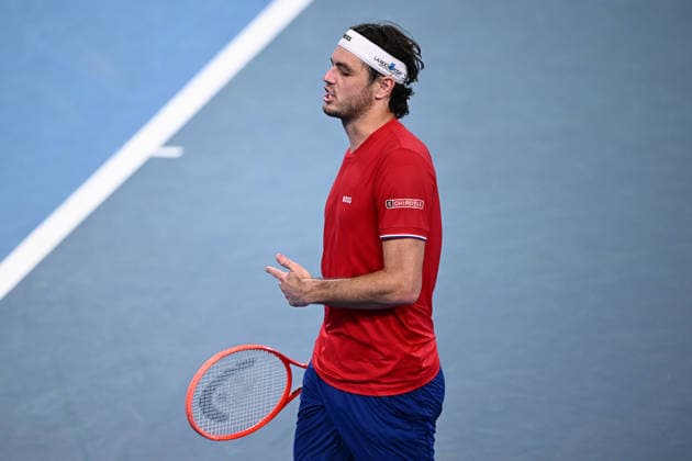 TENNIS UNITED CUP SYDNEY, Taylor Fritz of the USA reacts in his match against Hubert Hurkacz of Poland, during the semi final between the USA and Poland in the 2026 United Cup at Ken Rosewall Arena in Sydney, Saturday, January 10, 2026. ( NO ARCHIVING, EDITORIAL USE ONLY SYDNEY NEW SOUTH WALES AUSTRALIA  Copyright: xDANxHIMBRECHTSx 20260110125612257526