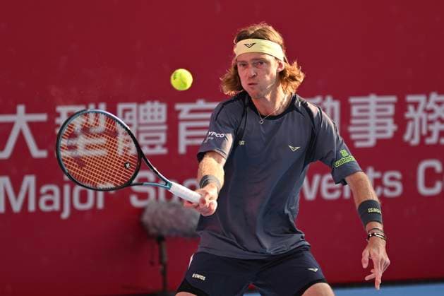 Hong Kong Tennis Open(ATP250) - Day 7 Andrey Rublev, a Russian tennis player, during a match at the Hong Kong Tennis Open(ATP250) on January 10, 2026 in Hong Kong. (Photo by Kobe Li Nexpher Images) Hong Kong