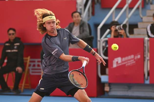 Hong Kong Tennis Open(ATP250) - Day 7 Andrey Rublev, a Russian tennis player, during a match at the Hong Kong Tennis Open(ATP250) on January 10, 2026 in Hong Kong. (Photo by Kobe Li Nexpher Images) Hong Kong