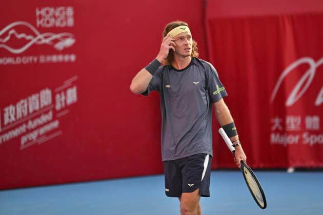 Hong Kong Tennis Open(ATP250) - Day 7 Andrey Rublev, a Russian tennis player, during a match at the Hong Kong Tennis Open(ATP250) on January 10, 2026 in Hong Kong. (Photo by Kobe Li Nexpher Images) Hong Kong