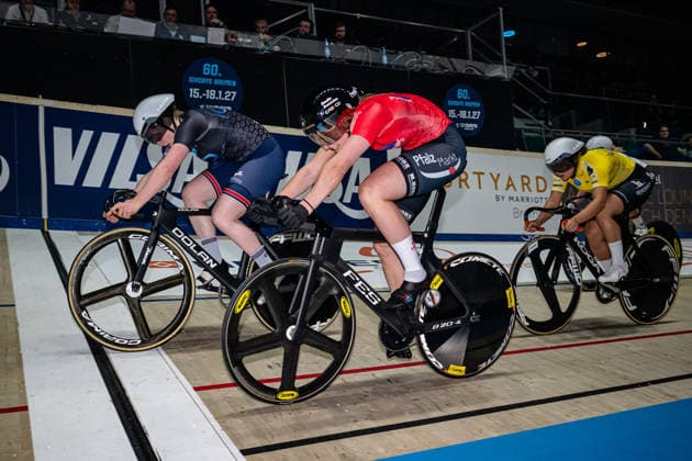 EDMUNDS Rhian, PRÖPSTER Alessa Catriona, GERAERTS Lonneke: Sixdays Bremen 2026 Team 2 - VELO TRACK - EDMUNDS Rhian ( GBR ) - Team 1 - BOBRINK - PRÖPSTER Alessa Catriona ( GER ) - Team 4 - VELO TRACK - GERAERTS Lonneke ( NED ) Querformat - quer - horizontal - Landscape - Event Veranstaltung: Sixdays Bremen 2026 - Category Kategorie: Cycling - Track cycling, Rad, Radsport, Bahnrad, Bahn Sixdays - Elite ... - Location Ort: Europe Germany - Bremen - ÖVB Arena - Discipline: Keirin - Distance: ... m - Date Datum: 09.01.2026 Friday Day 1 -