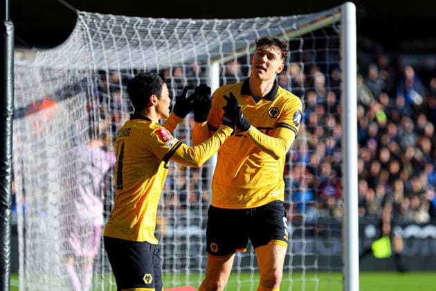 Jorgen Strand Larsen (9 Wolves) celebrates scoring the opening goal during the FA Cup football match between Wolverhampton Wanderers and Shrewsbury Town at Molineux stadium in Wolverhampton, England Copyright: xNataliexMincher SPPx Sportspressphoto_SPR80185