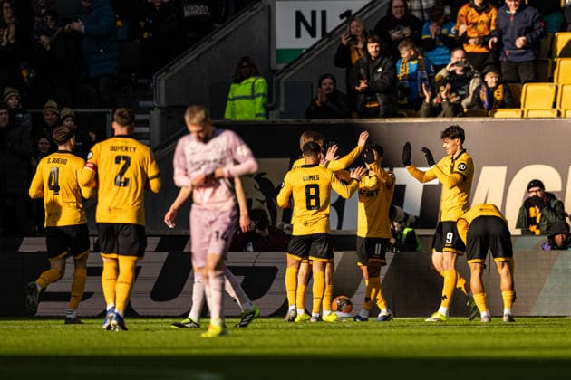 10th January 2026; Molineux Stadium, Wolverhampton, West Midlands, England; FA Cup Football, Wolverhampton Wanderers versus Shrewsbury Town; Jorgen Strand Larsen of Wolverhampton Wanderers celebrates with his team after scoring in the 9th minute to make the score 1-0  GodfreyxPitt Content restricted for UK based newspaper