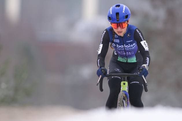 Belgian Alicia Franck pictured in action during the Women elite race at the Belgian Cyclocross Championships in Beringen on Saturday 10 January 2026. DAVIDxPINTENS  x154962939x