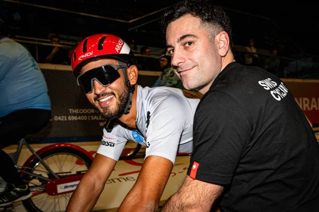 GRODIN Donovan: Sixdays Bremen 2026 Team 3 - SPIELBANK BREMEN - GRODIN Donovan ( FRA ) - Black - Querformat - quer - horizontal - Landscape - Event Veranstaltung: Sixdays Bremen 2026 - Category Kategorie: Cycling - Track cycling, Rad, Radsport, Bahnrad, Bahn Sixdays - Elite Men - Location Ort: Europe Germany - Bremen - ÖVB Arena - Discipline: Derny Race - Distance: ... m - Date Datum: 09.01.2026 Friday Day 1 -