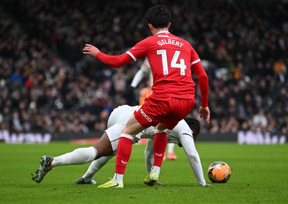 Fulham v Middlesbrough Emirates FA Cup Alex Gilbert of Middlesbrough fouls Adama TraorÃ of Fulham during the Emirates FA Cup Third Round match at Craven Cottage, London 10 01 2026 UK Newspapers OUT Copyright: xNigelxBramleyx FIL-22780-0010