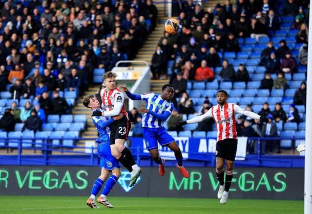 Keane Lewis-Potter of Brentford attempts a header on goal Sheffield Wednesday v Brentford, Emirates FA Cup, Third Round, Football, Hillsborough, Sheffield, UK - 10 Jan 2026Sheffield Hillsborough United Kingdom EDITORIAL USE ONLY No use with unauthorised audio, video, data, fixture lists, club league logos or live services. Online in-match use limited to 120 images, no video emulation. No use in betting, games or single club league player publications. Copyright: xGeorgexTewkesbury Shutterstockx 16246263ay