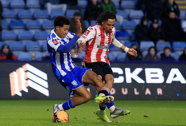 Julian Eyestone of Brentford in action against Yisa Alao of Sheffield Wednesday Sheffield Wednesday v Brentford, Emirates FA Cup, Third Round, Football, Hillsborough, Sheffield, UK - 10 Jan 2026Sheffield Hillsborough United Kingdom EDITORIAL USE ONLY No use with unauthorised audio, video, data, fixture lists, club league logos or live services. Online in-match use limited to 120 images, no video emulation. No use in betting, games or single club league player publications. Copyright: xGeorgexTewkesbury Shutterstockx 16246263bp